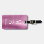 Étiquette À Bagage Élégant rose monogramme (Devant horizontal)