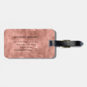 Étiquette À Bagage Élégant Rose monogramme Or Liquide Encre Texture (Dos horizontal)