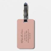 Étiquette À Bagage Élégant Rose Monogramme Séquin Or (Dos Vertical)