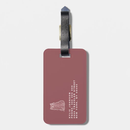 Étiquette À Bagage Élégant rose Parties scintillant mignonne Chat Nom (Dos Vertical)