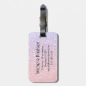 Étiquette À Bagage Elégant rose parties scintillant Voyage Monde - Ca (Dos Vertical)