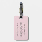 Étiquette À Bagage Élégant rose poudré stylé monogramme initial scrip (Dos Vertical)