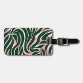 Étiquette À Bagage Elégant Rose vert Parties scintillant or Zebra (Devant horizontal)