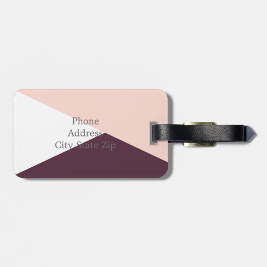 Étiquette À Bagage Élégant rougissent le rose et les triangles (Dos horizontal)