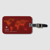 Étiquette À Bagage Élégant sac de voyage rouge foncé avec nom (Devant Horizontal)