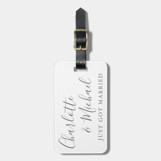 Étiquette À Bagage Élégant script de signature vient juste d'être mar (Devant Vertical)