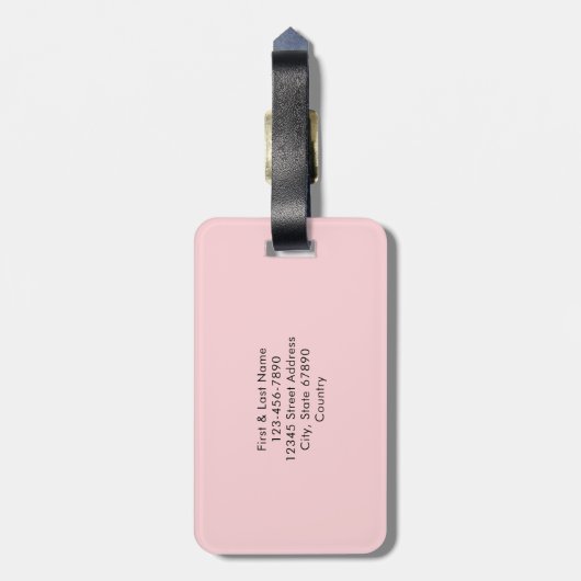 Étiquette À Bagage Élégant Script Light Pink Ajouter un nom personnal (Dos Vertical)