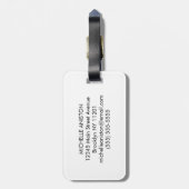 Étiquette À Bagage Élégant script Monogram Custom Luxe noir blanc (Dos Vertical)
