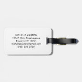 Étiquette À Bagage Élégant script Monogram Custom Luxe noir blanc (Dos horizontal)