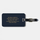 Étiquette À Bagage Élégant script Monogram Custom Luxury Black Gold (Dos horizontal)