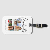 Étiquette À Bagage Élégant Script Multi Photo Graduate (Devant Horizontal)