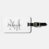 Étiquette À Bagage Elegant Script Name Monogram  (Devant horizontal)