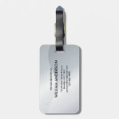 Étiquette À Bagage Elegant Silver Metallic Wavey Brushed Monogram (Dos Vertical)