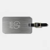 Étiquette À Bagage Elegant Silver Rectangular brushed metallic  (Devant horizontal)