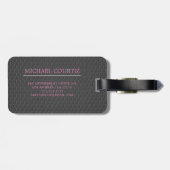 Étiquette À Bagage Elégant simple métal noir Monogrammed personnalise (Dos horizontal)