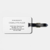 Étiquette À Bagage Elegant Sky Blue & Pink Metallic Name (Dos horizontal)