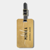 Étiquette À Bagage Élégant Soft Gold Foil Monogramme personnalisé (Devant Vertical)