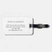 Étiquette À Bagage Élégant Style Blanc Gris Monogramme Initial Script (Dos horizontal)