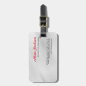 Étiquette À Bagage Élégant style contemporain moderne gris rouge (Devant Vertical)