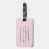 Étiquette À Bagage Élégant Style Rose Pâle Monogramme Initiale Script (Dos Vertical)