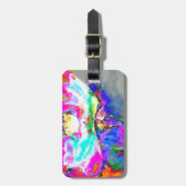 Étiquette À Bagage Elégant tableau turquoise rose abstrait (Devant Vertical)