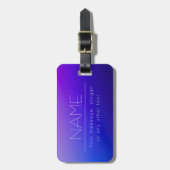 Étiquette À Bagage Élégant texte modifiable et couleur violet moderne (Devant Vertical)