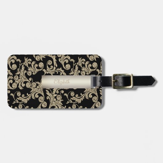 Étiquette À Bagage Élégant tourbillon de Parties scintillant - Person (Devant horizontal)