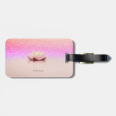 Étiquette À Bagage Elegant Trendy Girly, Lotus Glitter Bokeh  (Dos horizontal)