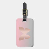 Étiquette À Bagage Elegant, trendy rose gold butterfly (Devant Vertical)