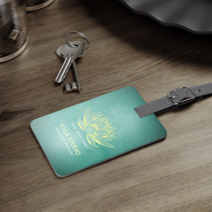 Étiquette À Bagage Élégant Turquoise Gold Lotus YOGA instructeur de m