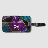 Étiquette À Bagage Elégant turquoise violet parties scintillant girly (Devant Horizontal)