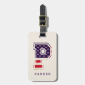 Étiquette À Bagage Élégant U. Drapeau Monogramme P (Devant Vertical)
