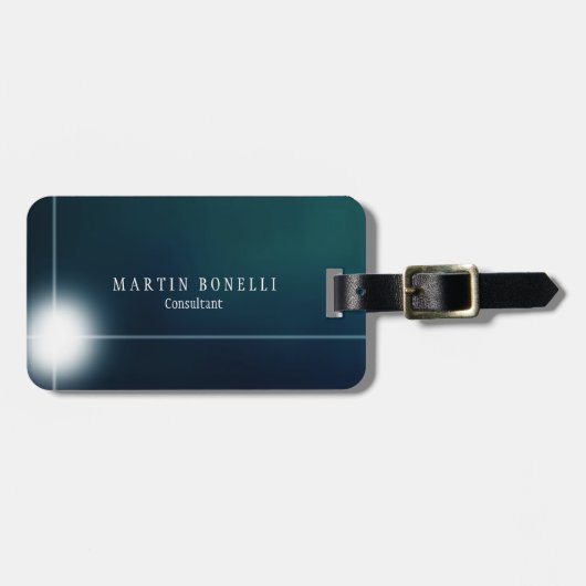 Étiquette À Bagage Élégant Vert Bleu Plaine Propre (Devant horizontal)