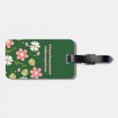 Étiquette À Bagage Élégant vert moderne rose floral (Dos horizontal)
