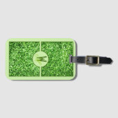 Étiquette À Bagage Élégant Vert Pailleté Monogrammé  (Devant Horizontal)