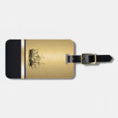 Étiquette À Bagage Élégant vieux navire en or monogramme (Devant horizontal)