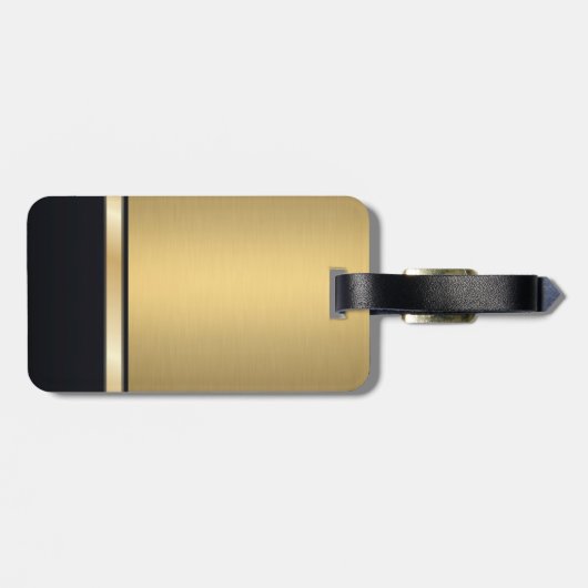 Étiquette À Bagage Élégant vieux navire en or monogramme (Dos horizontal)