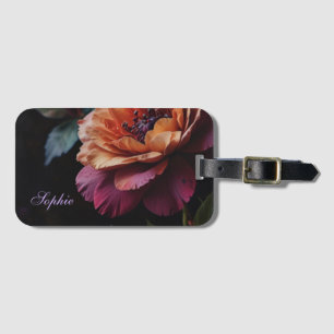 Étiquette À Bagage Elégant vintage peachy rouge floral moody boho