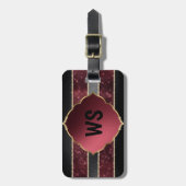 Étiquette À Bagage Élégant violet noir monogramme bagages personnalis (Devant Vertical)