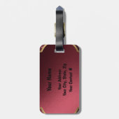 Étiquette À Bagage Élégant violet noir monogramme bagages personnalis (Dos Vertical)