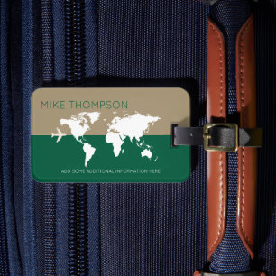 Étiquette À Bagage Élégant Voyage de la carte verte moderne