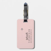 Étiquette À Bagage Élégant Voyage rose pâle (Dos Vertical)