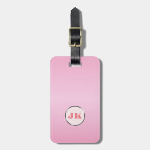 Étiquette À Bagage Élégant Voyageur Silver et rose Nom monogramme