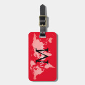 Étiquette À Bagage Elegant World Traveler Map Nom Monogrammé (Devant Vertical)