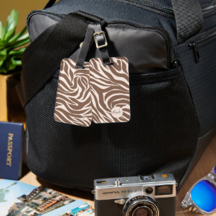 Étiquette À Bagage Elégant Zebra Mocha Motif