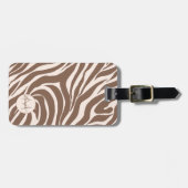 Étiquette À Bagage Elégant Zebra Mocha Motif (Devant horizontal)