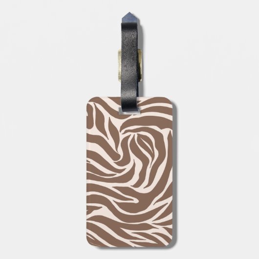 Étiquette À Bagage Elégant Zebra Mocha Motif (Dos Vertical)