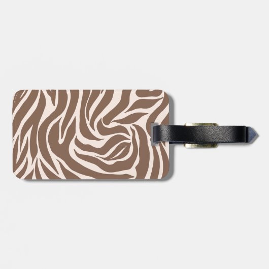 Étiquette À Bagage Elégant Zebra Mocha Motif (Dos horizontal)