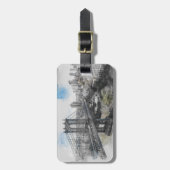 Étiquette À Bagage Elégante aquarelle Brooklyn Bridge NYC (Devant Vertical)