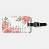 Étiquette À Bagage Elégante Aquarelle couleur or rose-rose (Devant horizontal)